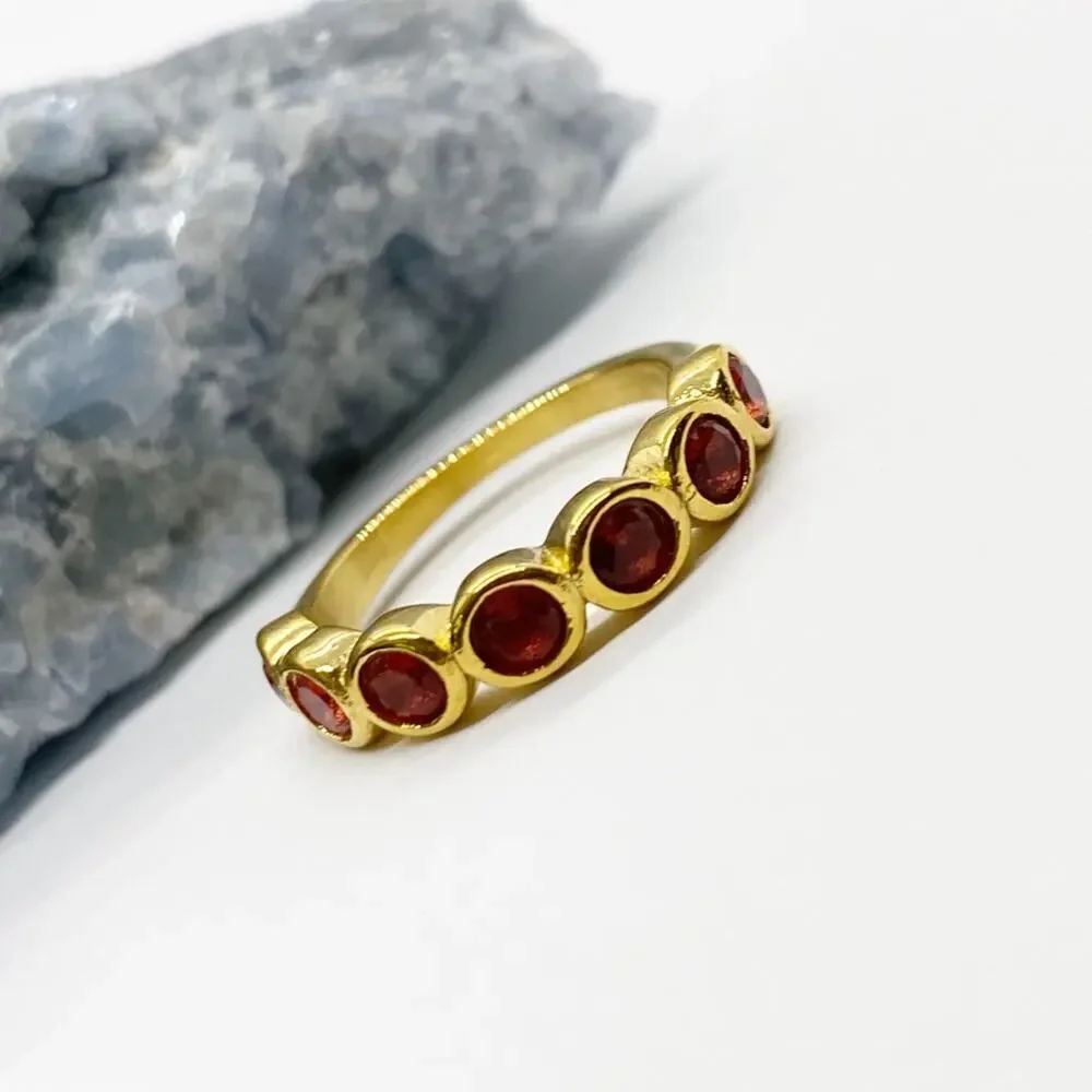 NEW Gold & Red Zirconium Gemstone Statement Ring - Picture 4 of 16